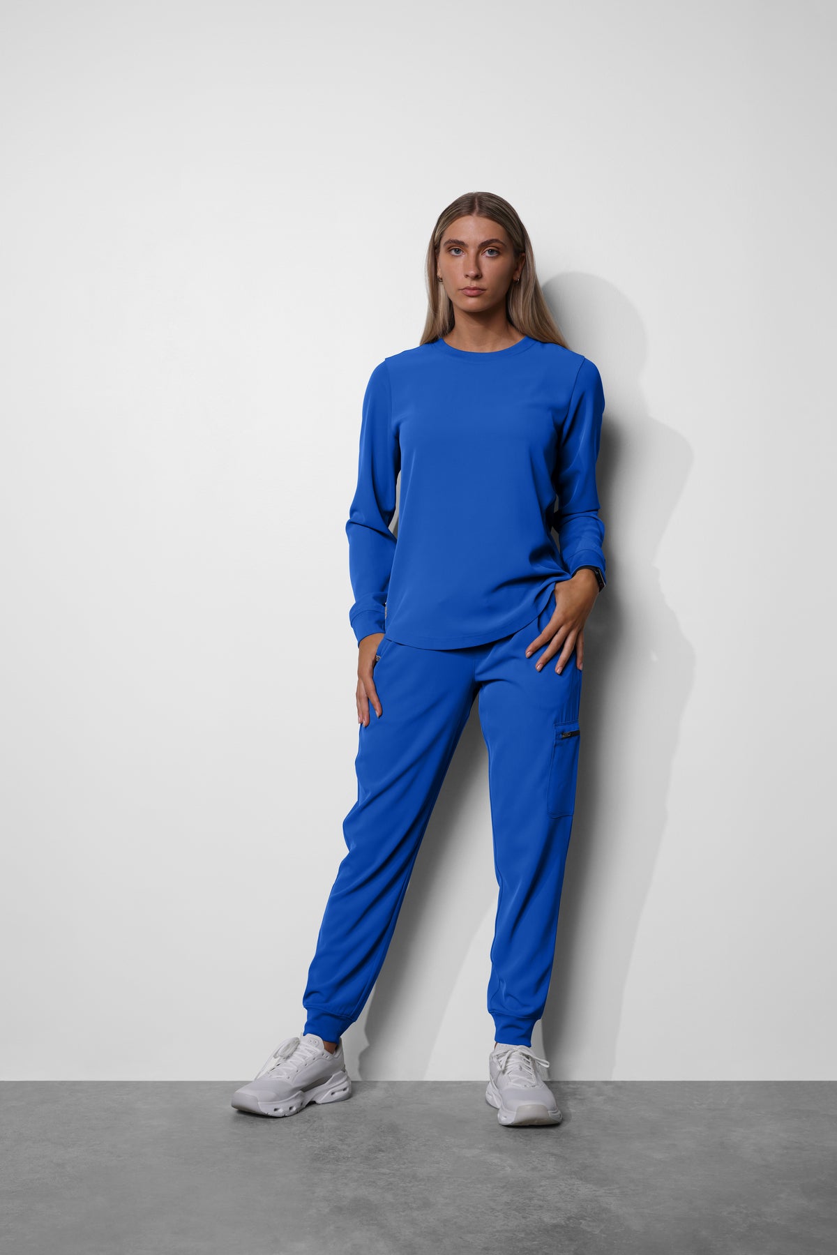 Women's No.53 Long Sleeve Crew Neck Scrub Top in PerformaCREPE