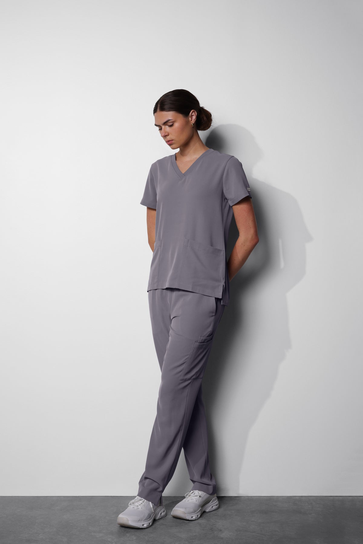 Women's No.11 Short Sleeve V-Neck 2 Pocket Scrub Top in PerformaCREPE