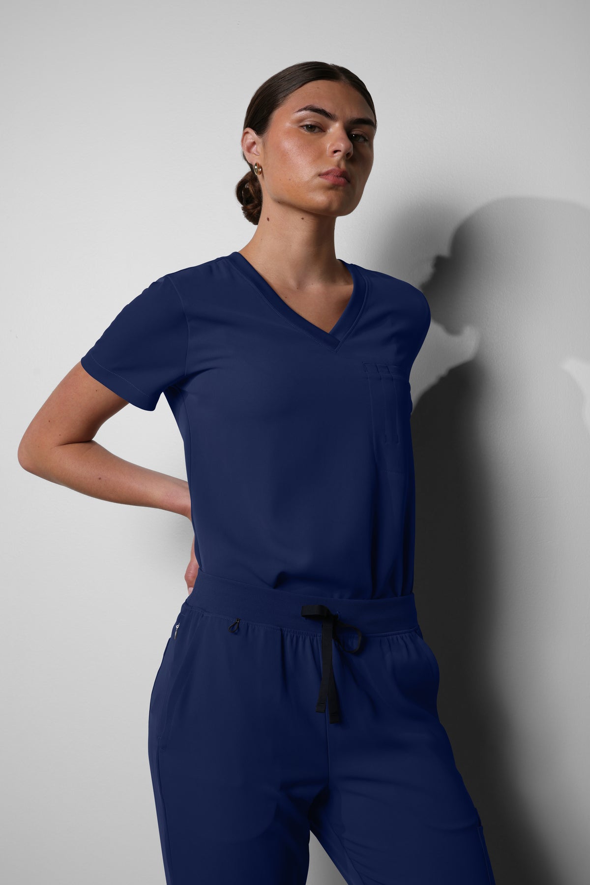 Women's No.10 Short Sleeve V-Neck 1 Pocket Scrub Top in PerformaCREPE