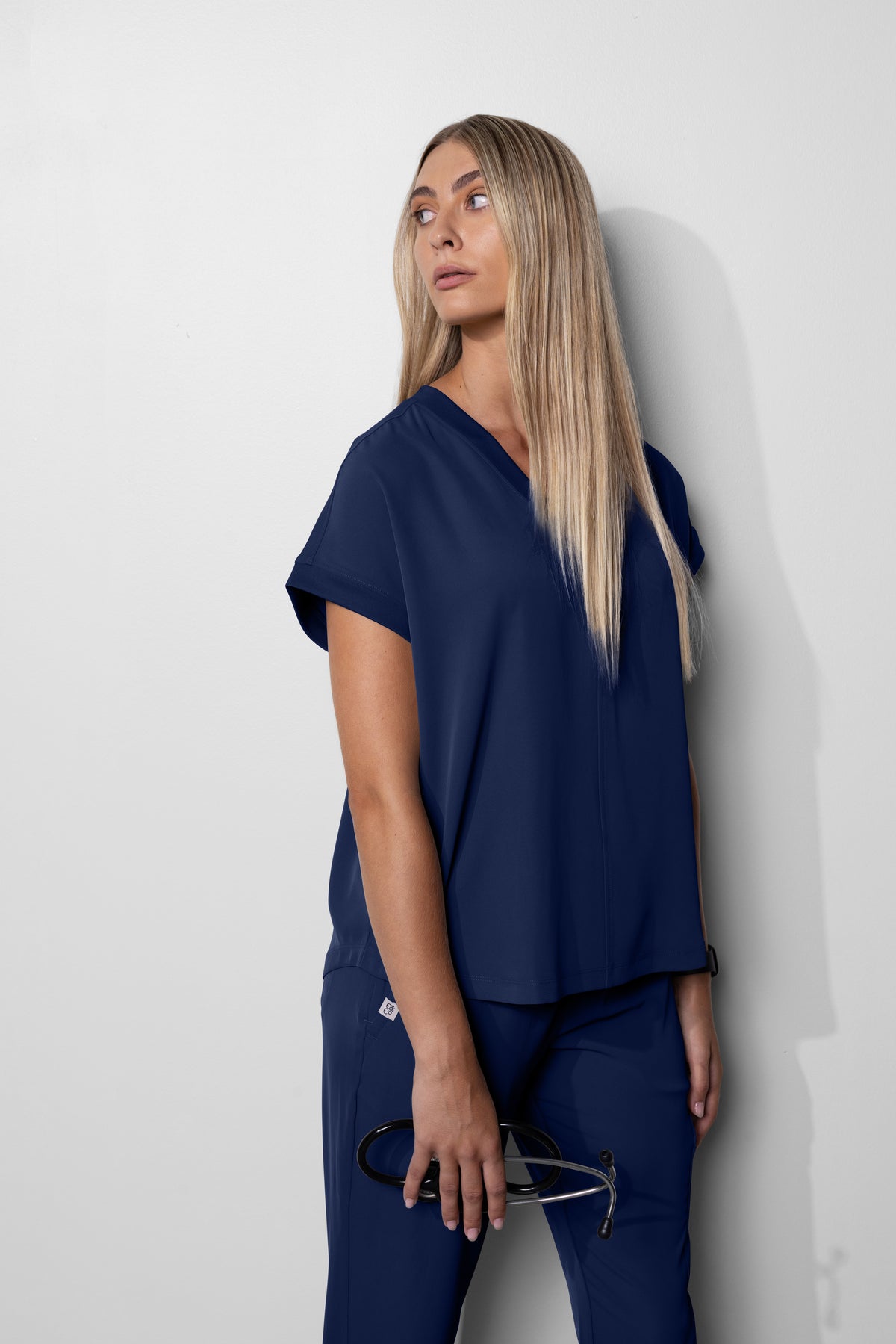 Women's No.33 Cap Sleeve V-Neck Scrub Top in PerformaCREPE