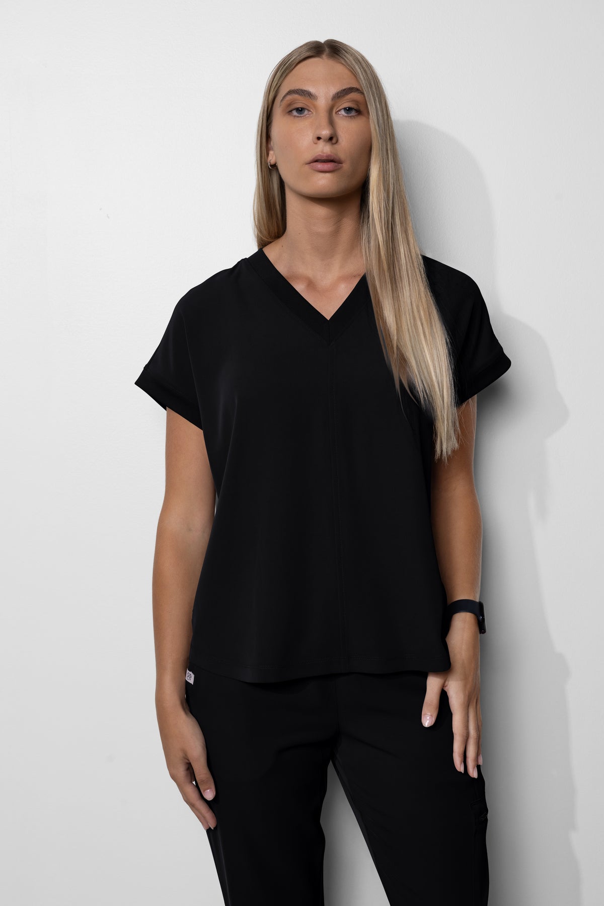 Women's No.33 Cap Sleeve V-Neck Scrub Top in PerformaCREPE