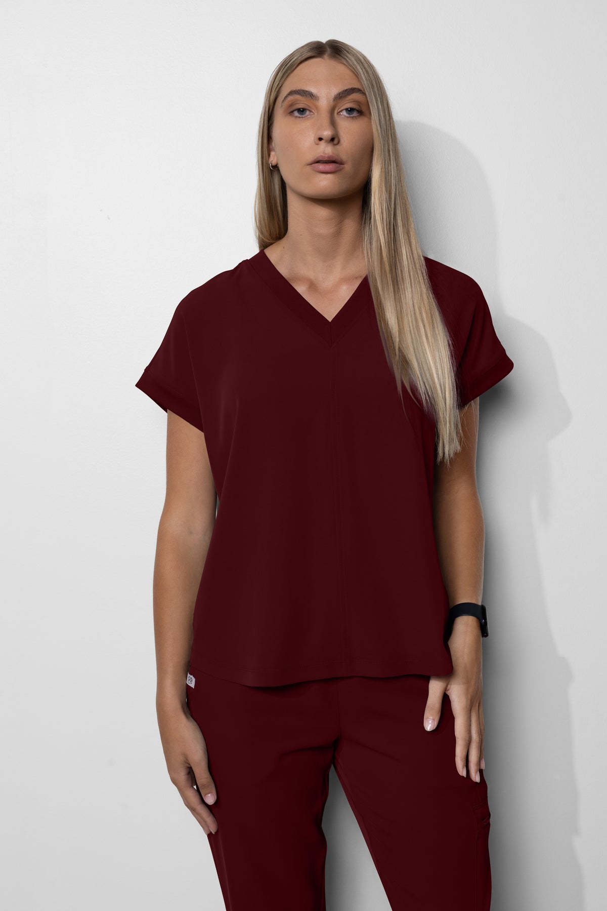 Women's No.33 Cap Sleeve V-Neck Scrub Top in PerformaCREPE