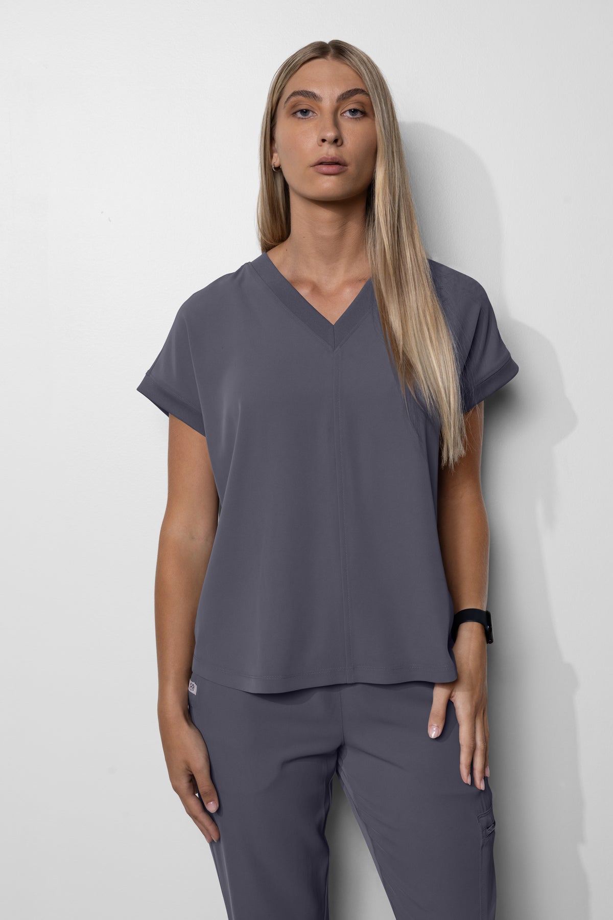 Women's No.33 Cap Sleeve V-Neck Scrub Top in PerformaCREPE