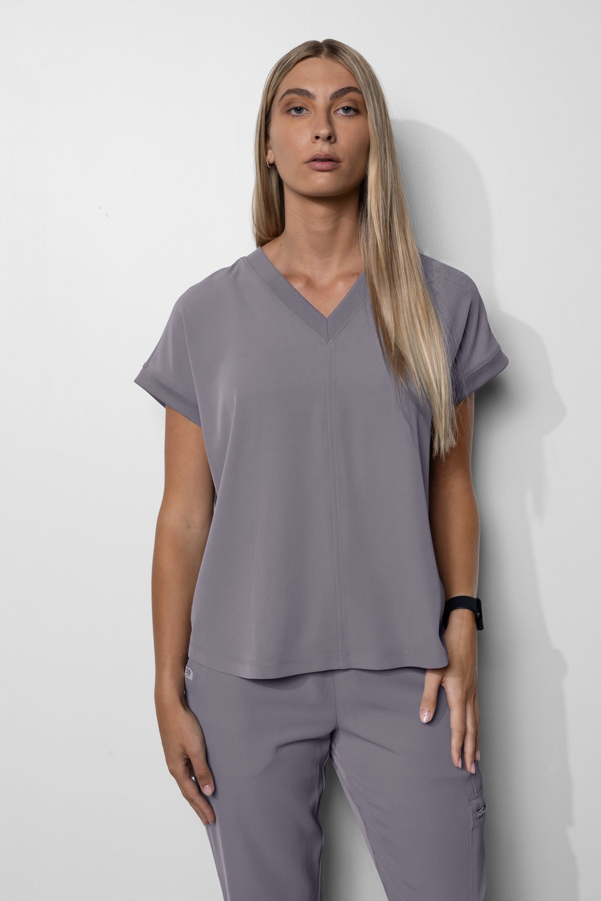 Women's No.33 Cap Sleeve V-Neck Scrub Top in PerformaCREPE