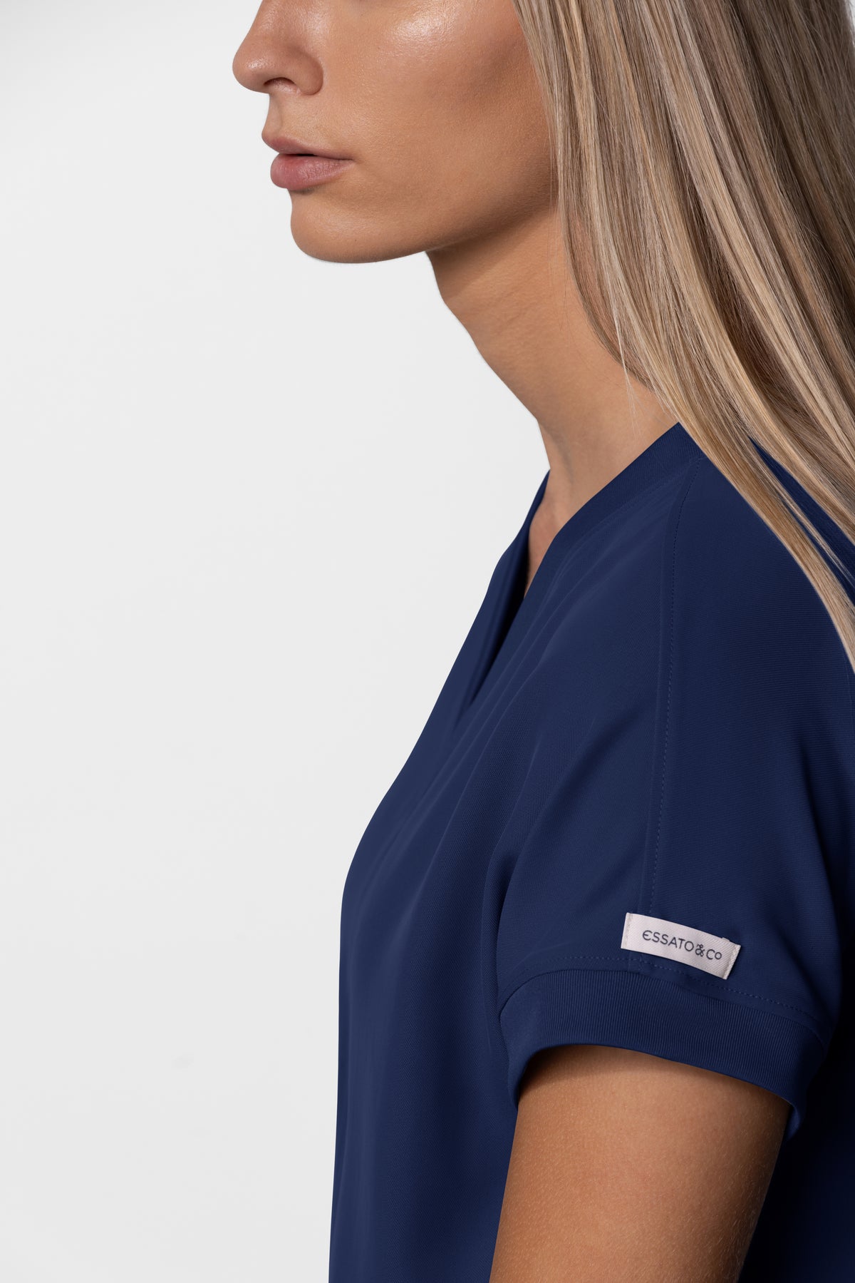 Women's No.33 Cap Sleeve V-Neck Scrub Top in PerformaCREPE