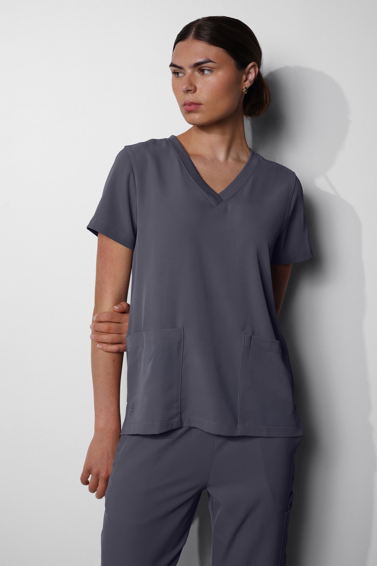 Women's No.11 Short Sleeve V-Neck 2 Pocket Scrub Top in PerformaCREPE