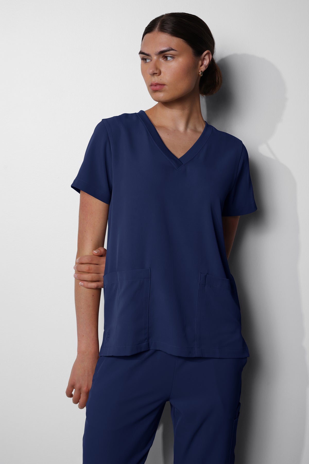 Women's No.11 Short Sleeve V-Neck 2 Pocket Scrub Top in PerformaCREPE