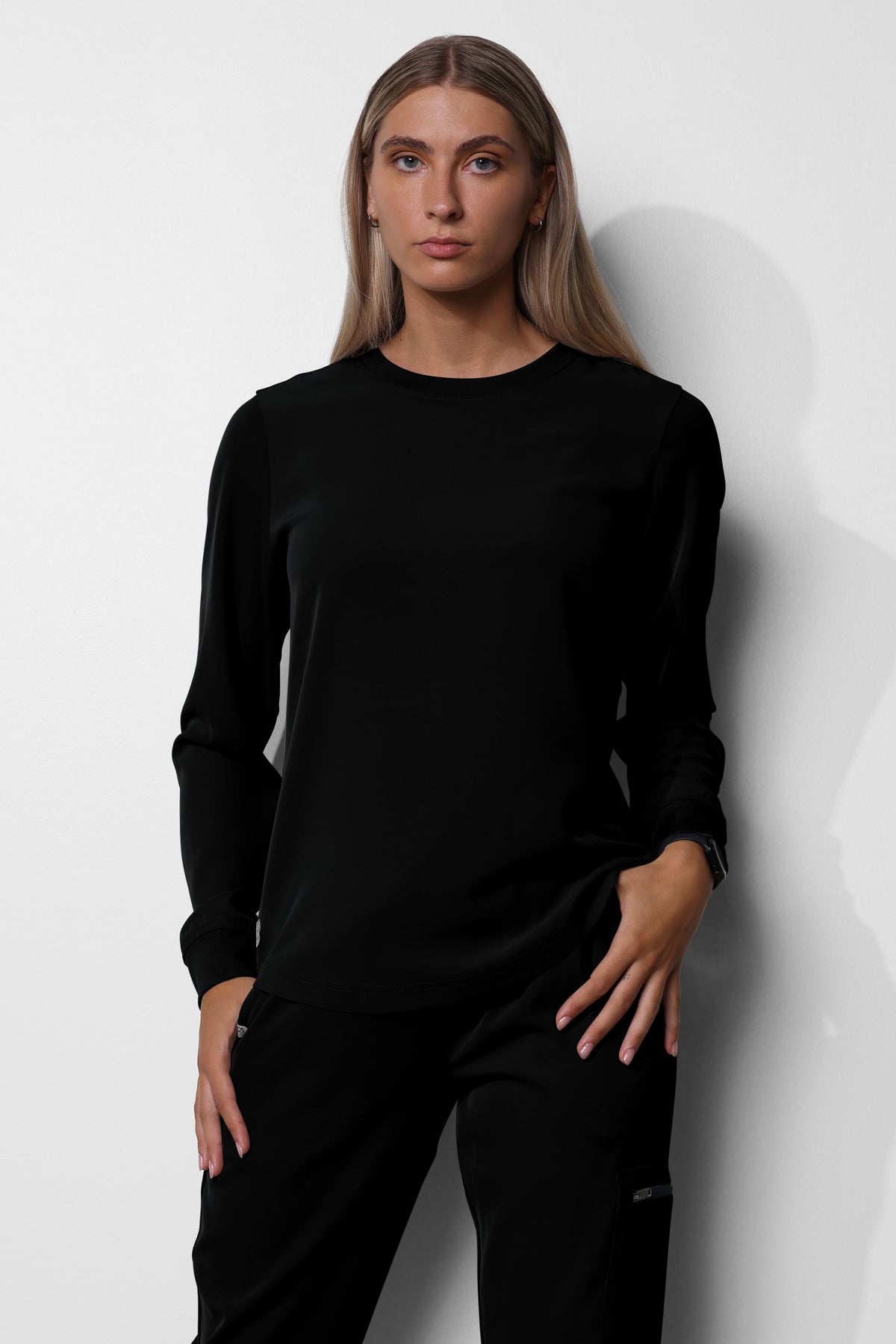 Women's No.53 Long Sleeve Crew Neck Scrub Top in PerformaCREPE