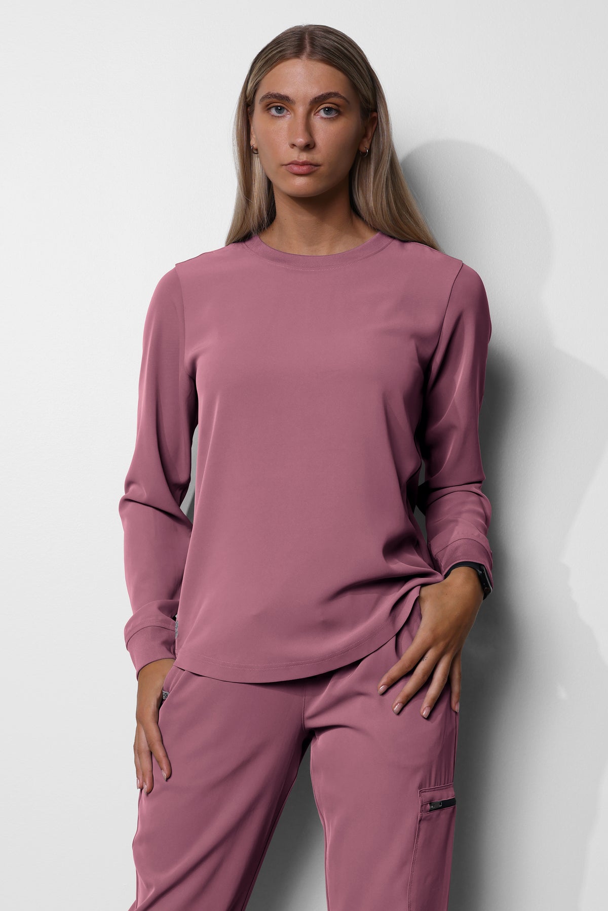 Women's No.53 Long Sleeve Crew Neck Scrub Top in PerformaCREPE