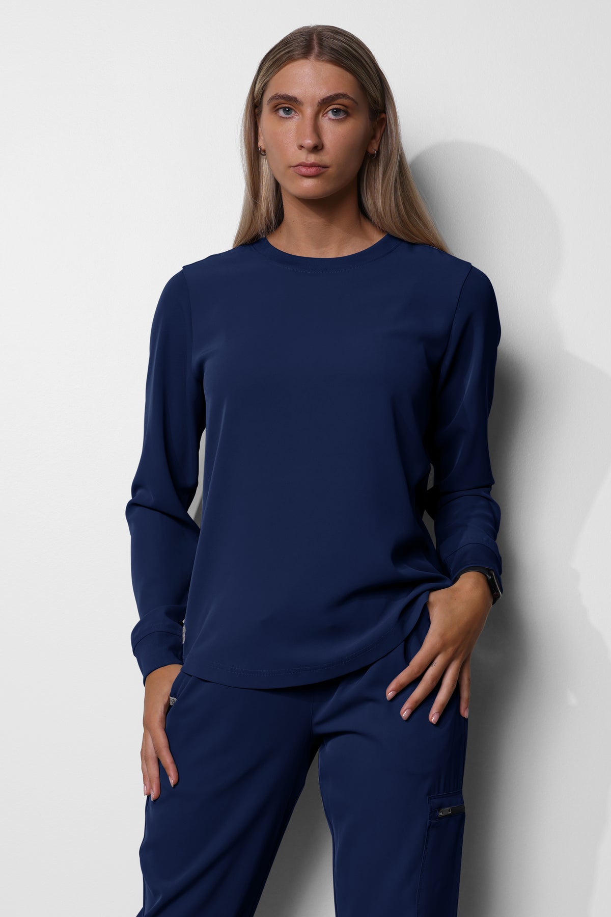 Women's No.53 Long Sleeve Crew Neck Scrub Top in PerformaCREPE