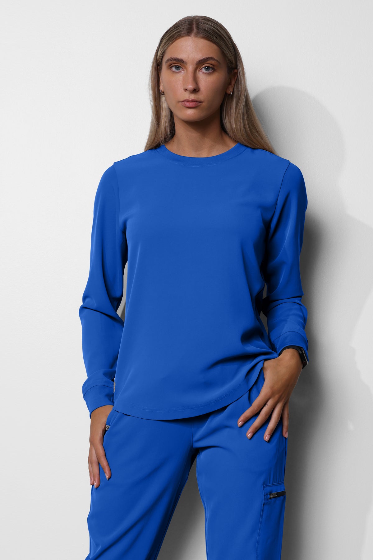 Women's No.53 Long Sleeve Crew Neck Scrub Top in PerformaCREPE